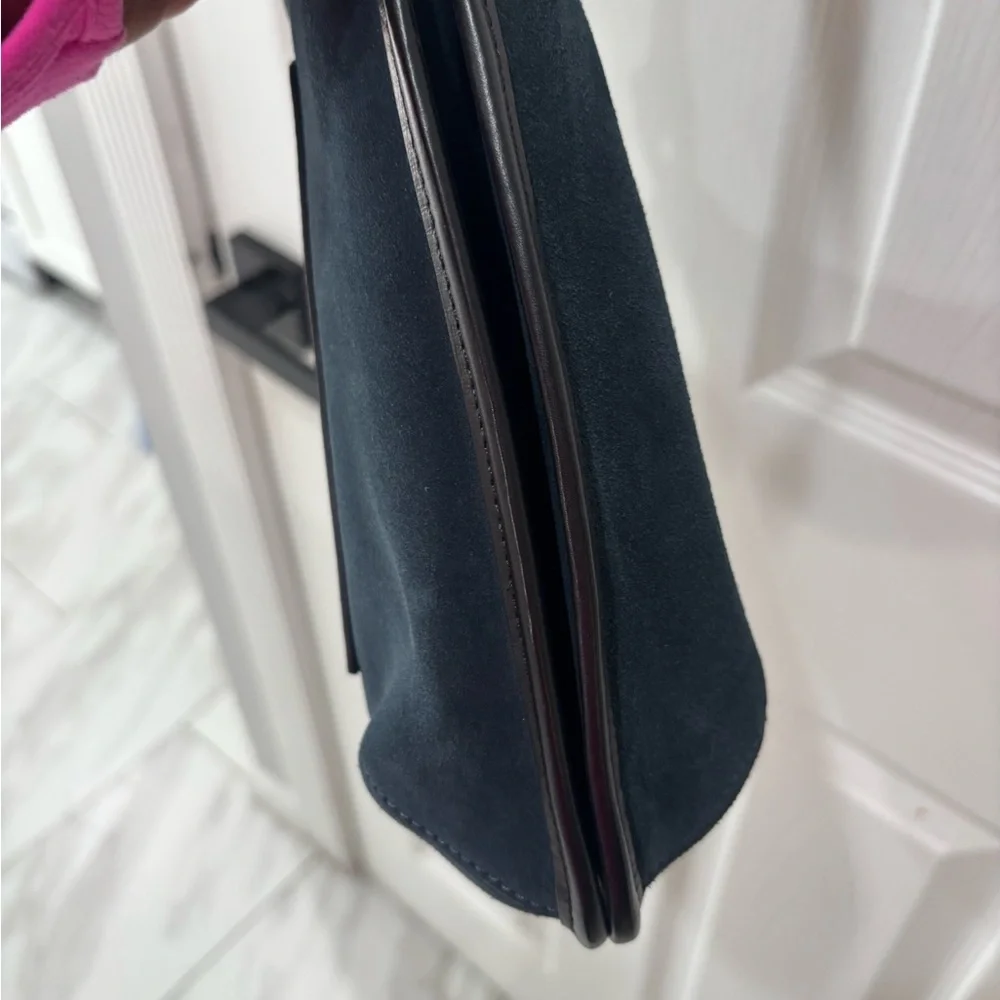 M. Gemi Teal and Black Leather Messenger Bag - Picture 9 of 13